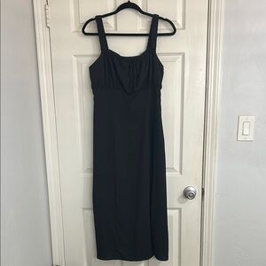 Bar III Black Sleeveless Square Neck Midi Dress